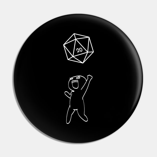 Celebrating Critical Success D20 Dice Pin by pixeptional