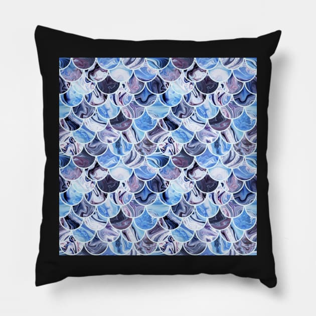 Blue scales Pillow by krinichnaya