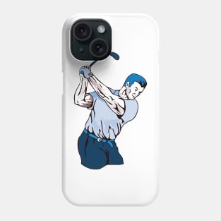 Golfer Swinging Golf Club Retro Phone Case