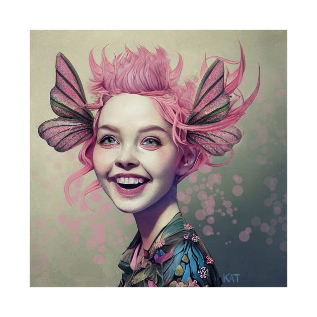 Pink Faerie with Pink Wings in her hair by KimTurner