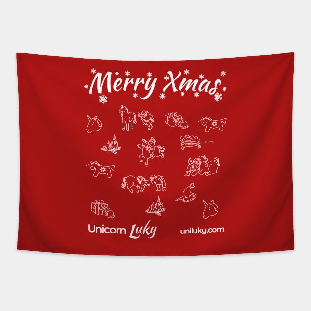 Merry Xmas from Unicorn Luky Tapestry by uniluky