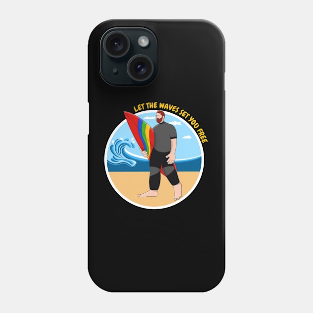 Surfer Let the Waves Set You Free Phone Case by RoeArtwork