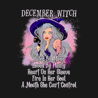 December Witch Women Halloween Funny T-Shirt