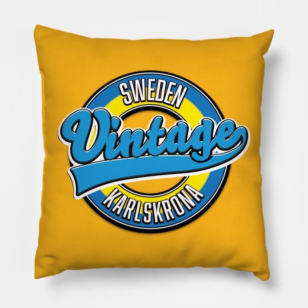 Karlskrona sweden vintage style logo. Pillow by nickemporium1