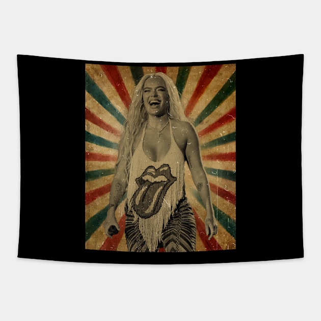 KAROL G - Photo Vintage Retro Look Fan Design Tapestry by Janji Joni