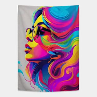 An Illustration of a Woman's Psychedelic Vision - colorful Tapestry