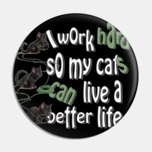 Cats playing with balls of yarn Funny T-shirt 04 Pin