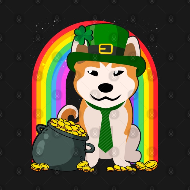 Akita Rainbow Irish Clover St Patrick Day Dog Gift print by theodoros20