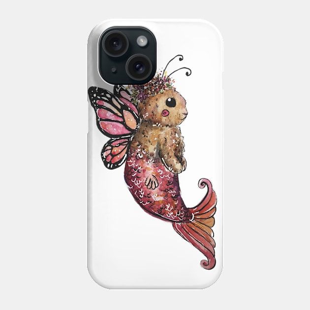 Butterfly Fairy Mermaid Brown Bunny Phone Case by aquabun