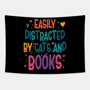 easily distracted by cats and books Tapestry