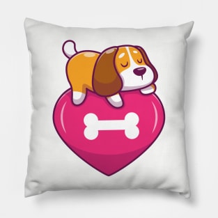 Cute dog sleeping on heart Pillow