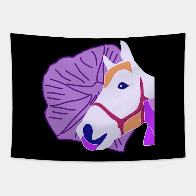 Purple horse Tapestry by Antiope