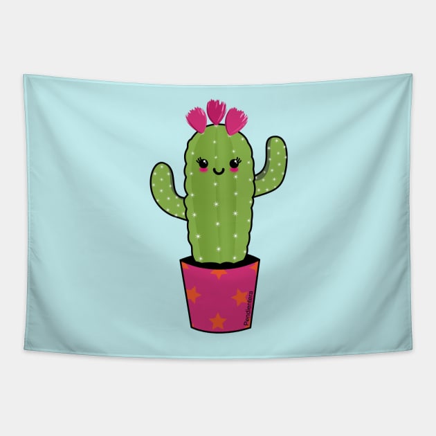 Cactus kawaii Tapestry by Pendientera