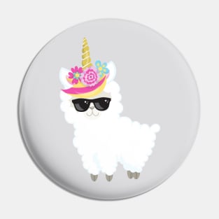 Unicorn Llama, Little Llama, Llama With Sunglasses Pin