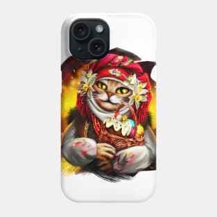 Happy Easter Ukrainian cat with the easter basket Phone Case