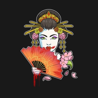 Zombie Girl Floral Geisha T-Shirt