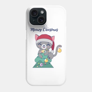 Festive kitty on a Christmas tree Phone Case