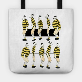 Winter people in black and yellow uniforms Tote