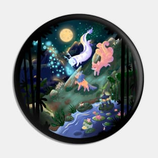 Japanese mythical Creatures at Night Pin