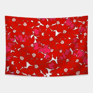 Passion Red Floral Pattern Tapestry