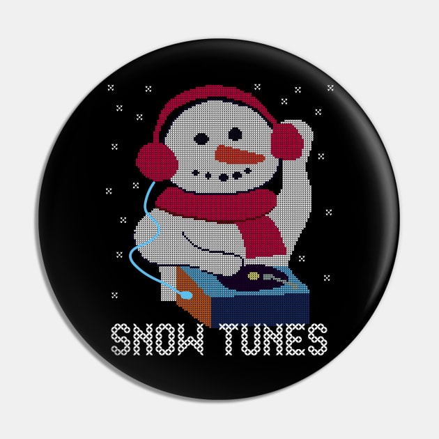 Ugly Christmas Sweater Snowman DJ playing Snow Tunes - Show Tunes Musical Theatre Pin by YourGoods