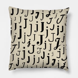 J - Typography (Black) Pillow