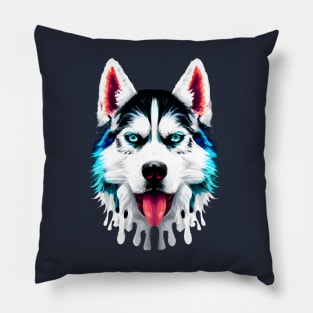 Alaskan Husky Melty Watercolor Pillow