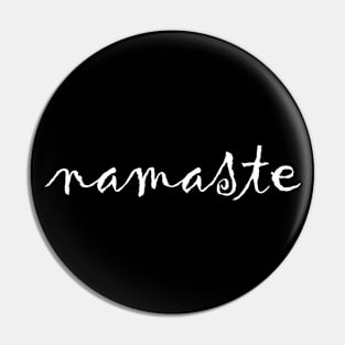 Namaste Yoga Teacher White on Black Pin