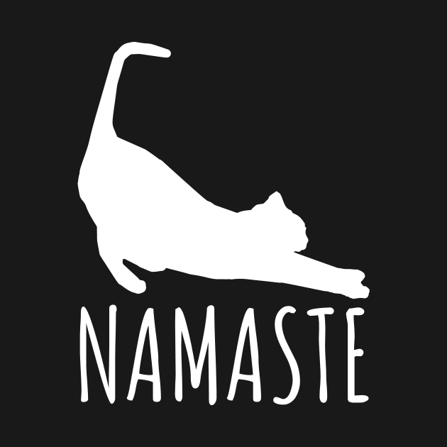 Namaste Stretching Cat Yoga Funny Yoga Tee Shirt by RedYolk