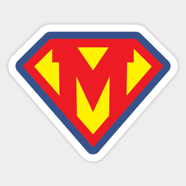 Letter M Superhero Symbol - Superhero - Sticker | TeePublic