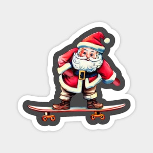 Skateboard Santa Magnet