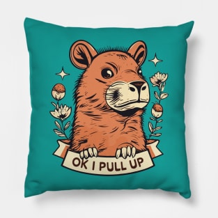 Ok I Pull Up Capybara Indie Aesthetic Pillow