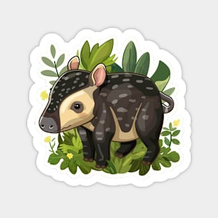 Cute Mountain Tapir Illustration - Adorable Animal Art Magnet