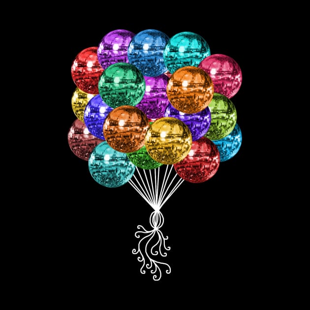 70's Multicolor Disco Ball Balloon Bunch by Art by Deborah Camp