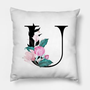 Floral Monogram U Pillow