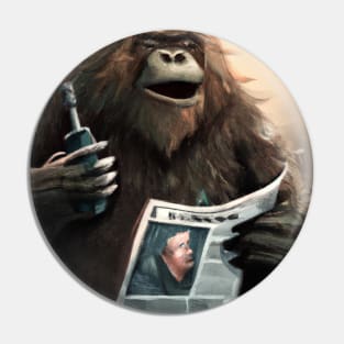 Bigfoot is Vaping While Reading the Newspaper Pin