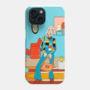 Woman with gray hair Phone Case