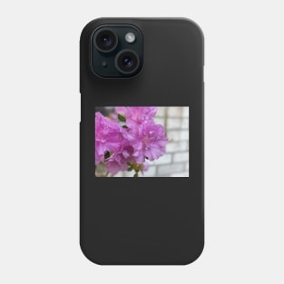 Cluster of Pink  Ruffled Flowers Against Brick Wall 1 Phone Case