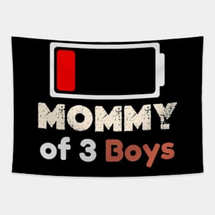 Mom of 3 Boys Shirt Gift from Son Mothers Day 2024 Birthday Women Tapestry