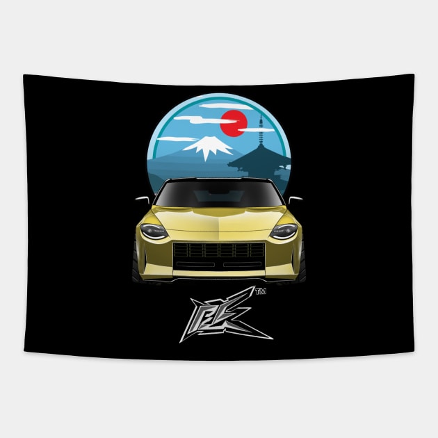 nissan 400z lowered stanced black yellow Tapestry by naquash