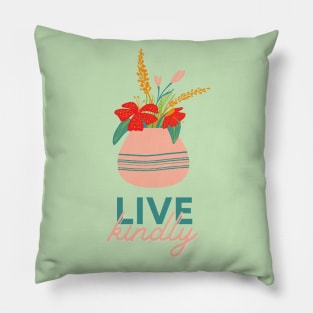 Live kindly flower vase Pillow