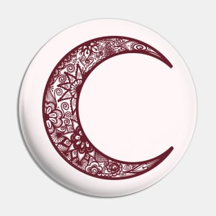 Red Henna Crescent Moon Pin