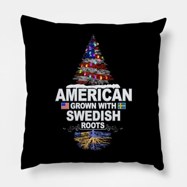 Christmas Tree  American Grown With Swedish Roots - Gift for Swedish From Sweden Pillow by Country Flags