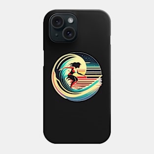 Sirfing - An Artistic Composition Of A Woman Surfer Phone Case