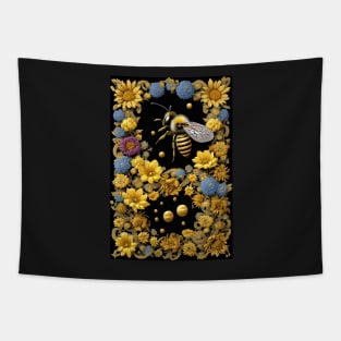 Honey Bee With Flowers Tapestry