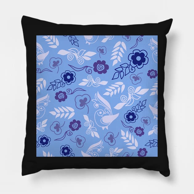 Very Peri Henna Florals Pillow by sarakaquabubble