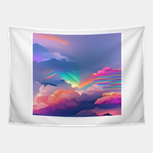 Aesthetic Vaporwave Rainbow Tapestry