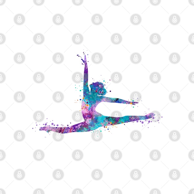 Girl Gymnastics Twine Watercolor Silhouette by LotusGifts