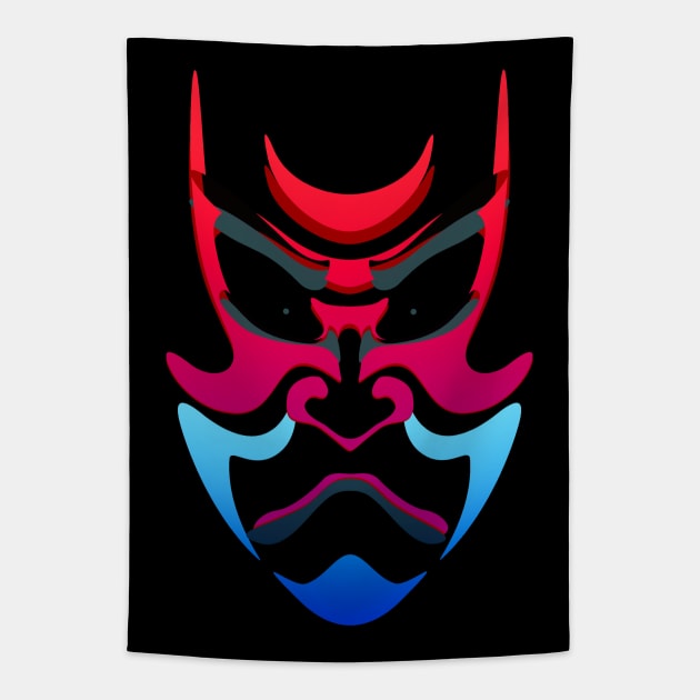 Japanese kabuki mask Tapestry by Blacklinesw9