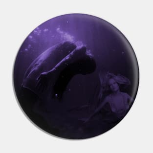 Mermaid Saves Drowning Victim in Purple Underwater Scene Pin